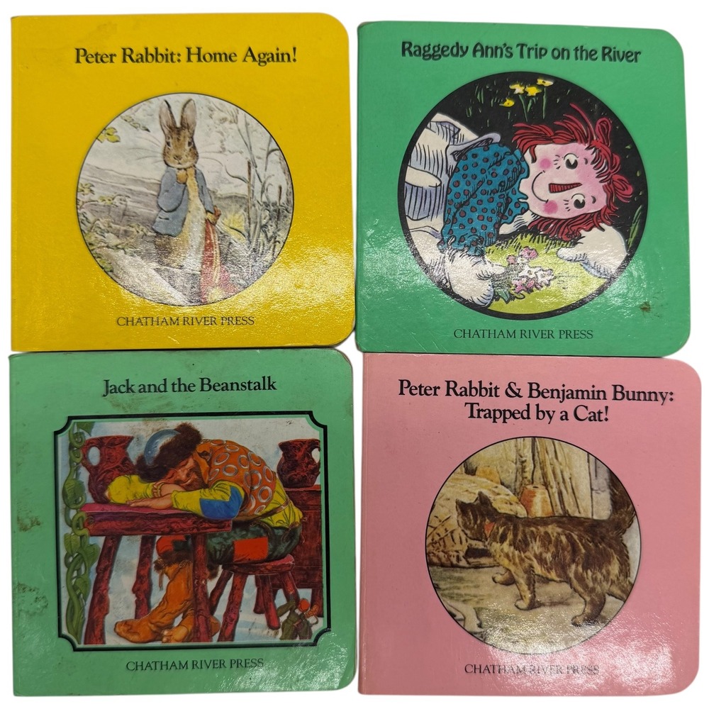Set of 4 Childrens Board Books Peter Rabbit Jack Bean Stalk Raggedy Ann